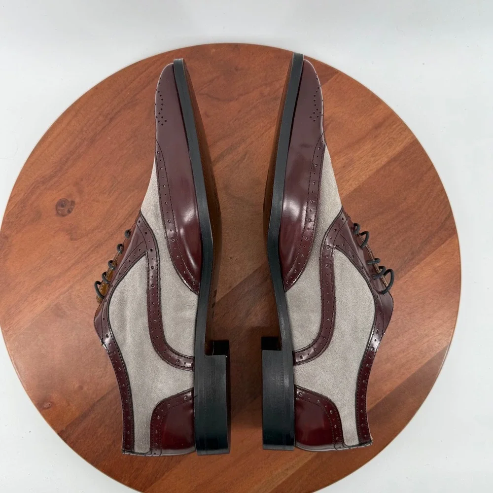 Paul Frederick Cuoio Wingtip Square Toe Oxford Dress Shoes  Italy Mens 12